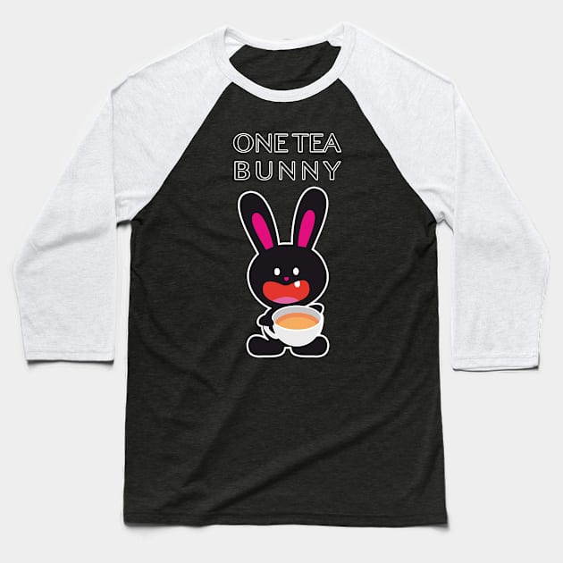 One Tooth Rabbit with Tea Baseball T-Shirt by HappyGiftArt